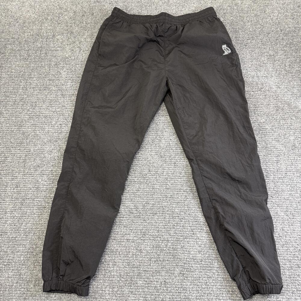 October's Very Own Jogger Pants Mens Large Black Nylon Elastic Waist Zip Pocket